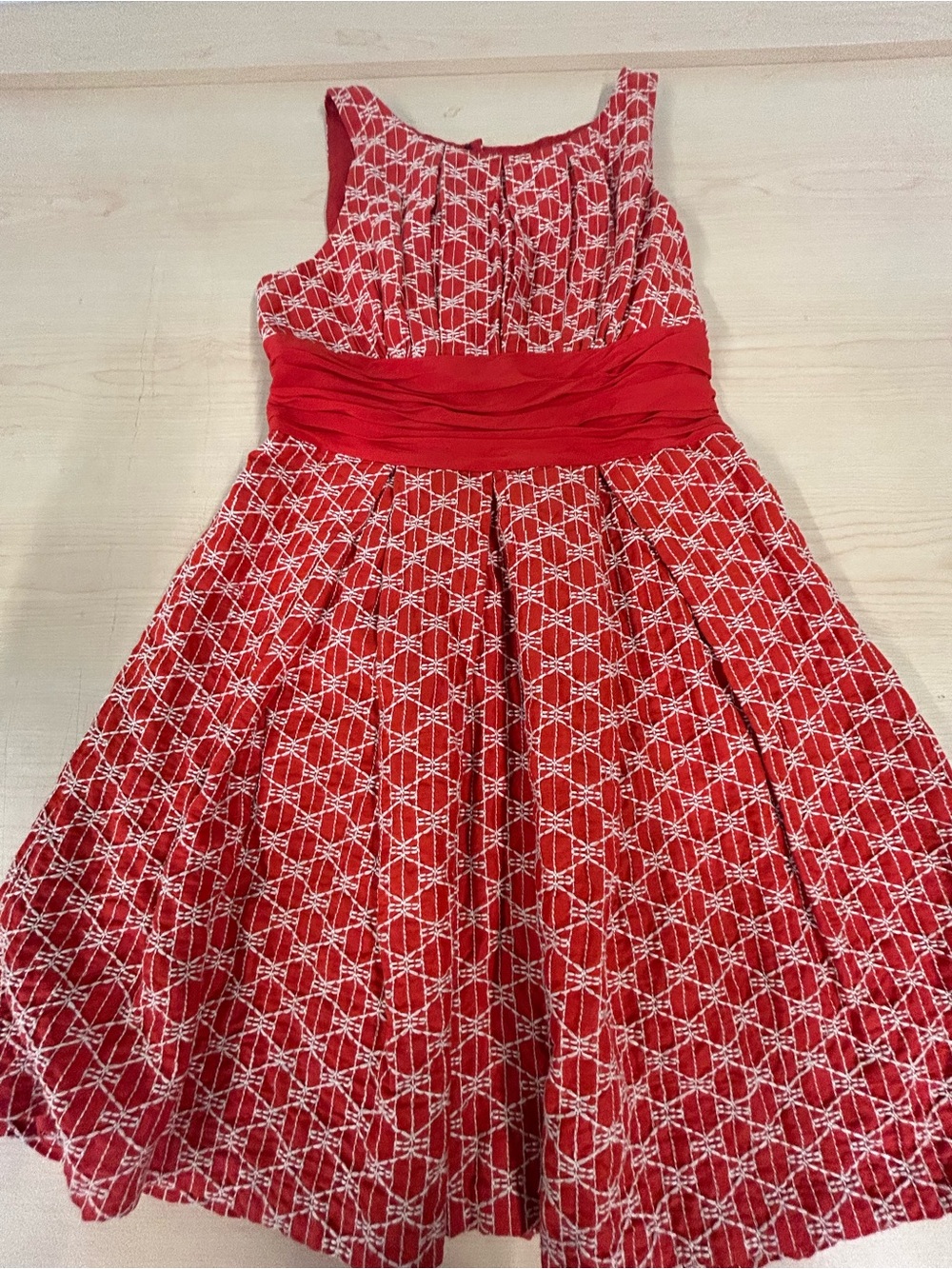 Frock by Tracy Reese red linen/silk vintage style dress size 8